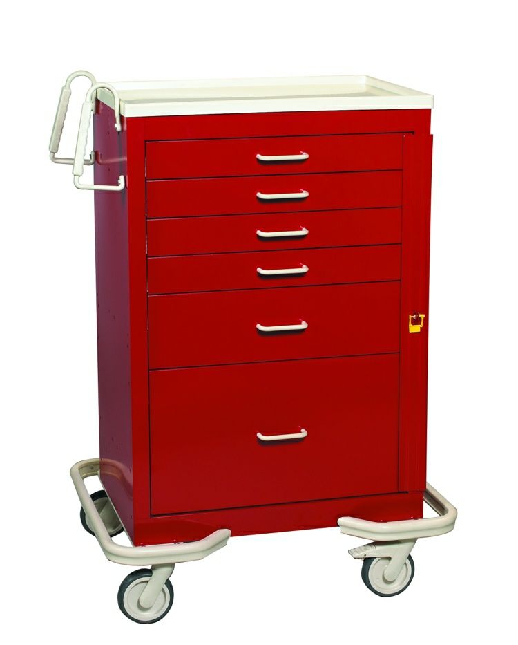 Steel Emergency Crash Cart w/ Breakaway Lock & 6 Drawers