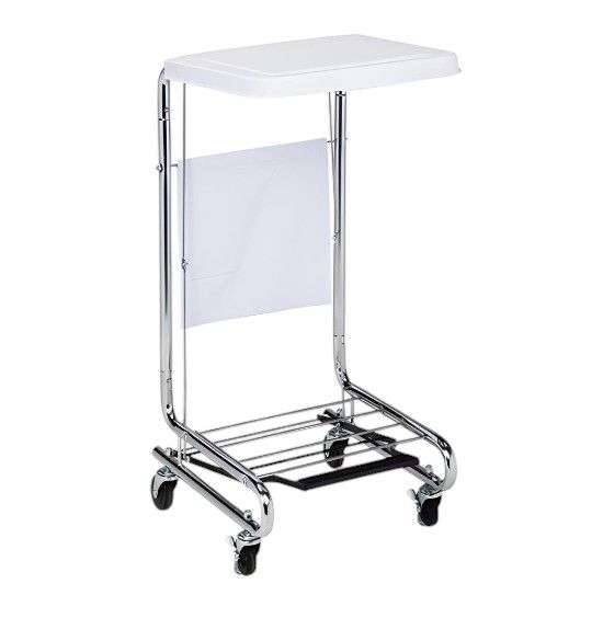 Steel Square White Linen Hamper w/ Tilt-Lid