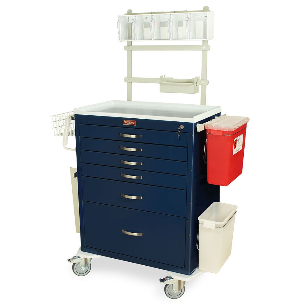 Tall Anesthesia STD Width Cart wDeluxe Pkg Key Lock  6 Drawers