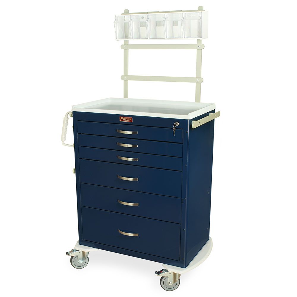 Tall Anesthesia Standard Width Cart w/ Key Lock & 6 Drawers