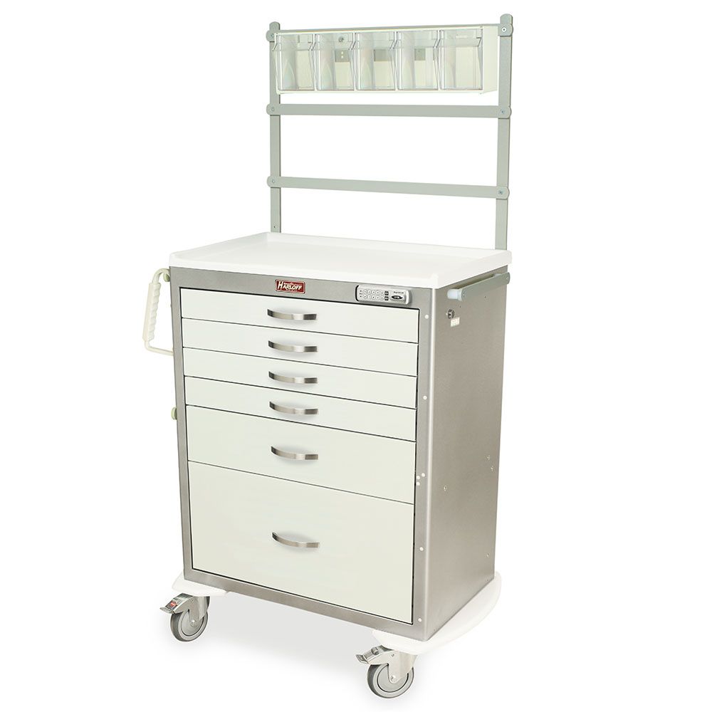 Tall Anesthesia STD Width Cart wANS Pkg E-Lock  6 Drawers