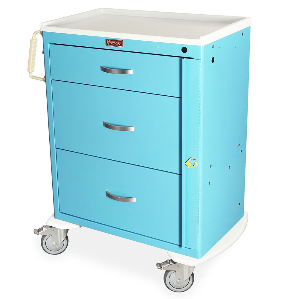 Tall Emergency Standard Width Cart Breakaway Lock  3 Drawers