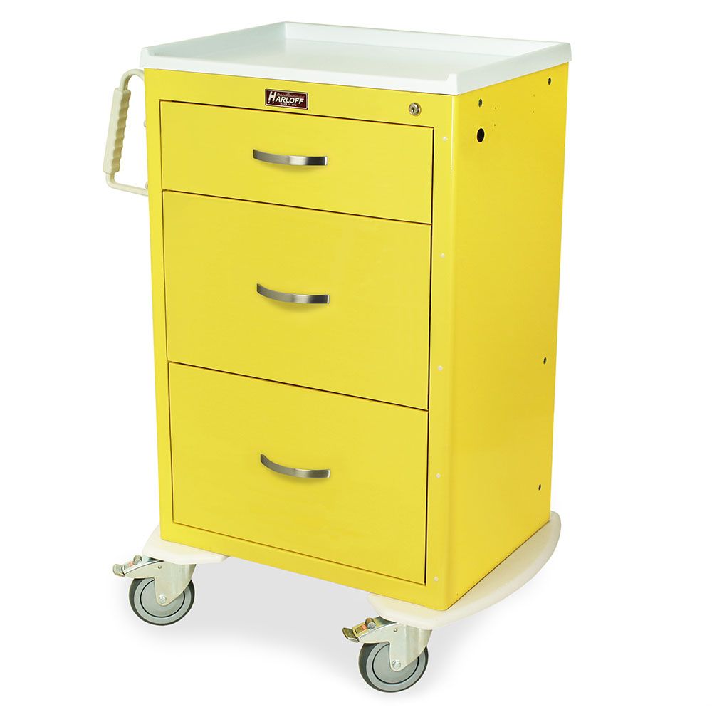 Tall PPE Medium Width Cart w/ Key Lock & 3 Drawers