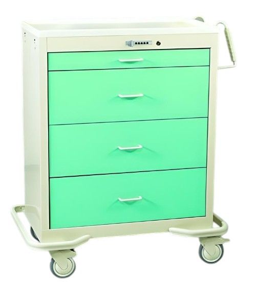 Aluminum Wide Medicine Cart Push Button Lock  4 Drawers