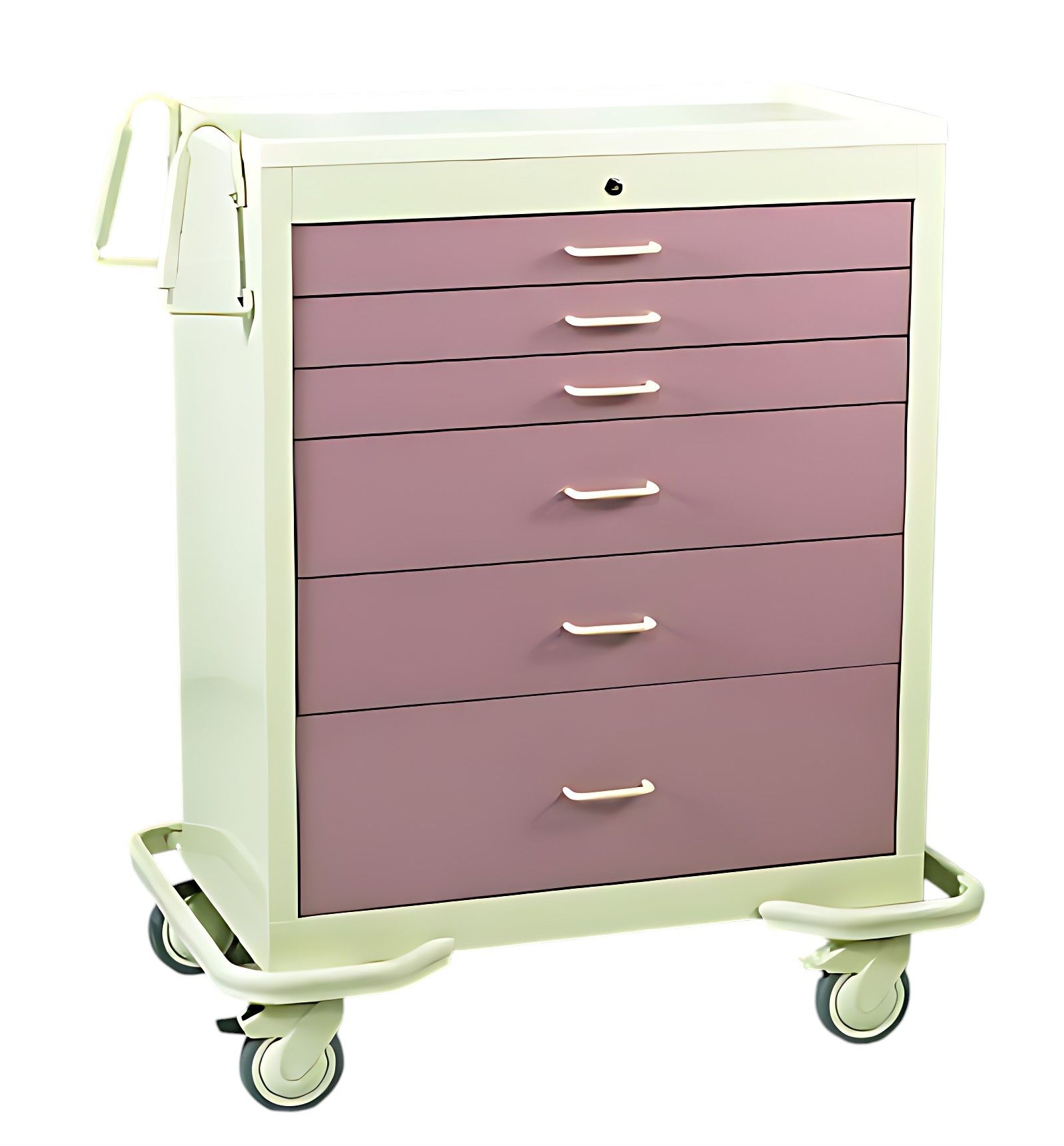 Aluminum Wide Medication Cart Key Lock  6 Drawers