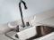 Gooseneck Faucet with Wing Levers & Sink